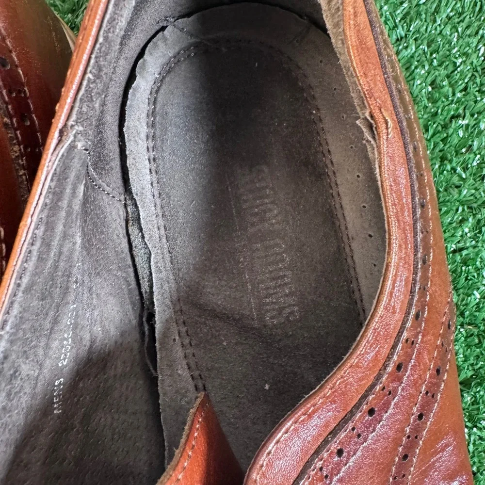 Stacy Adams Mens Brown Leather Cap Toe Brogue Derby Dress Shoes Size 13M
